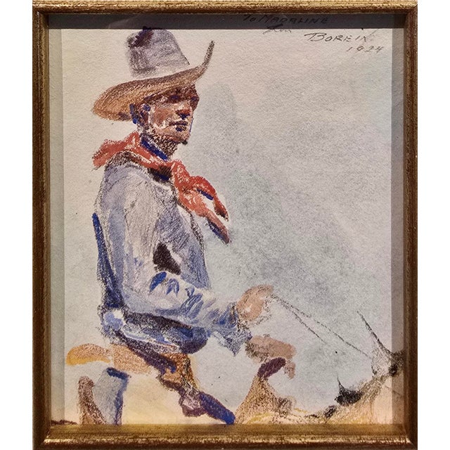 Edward Borein Edward Borein "Western Cowboy on Horse"Original Rare 1924 Monotype For Sale - Image 4 of 12