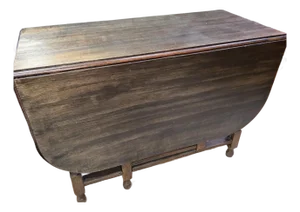 Englidh Antique Oak Gateleg Drop-Leaf Table With Barley Twist Legs