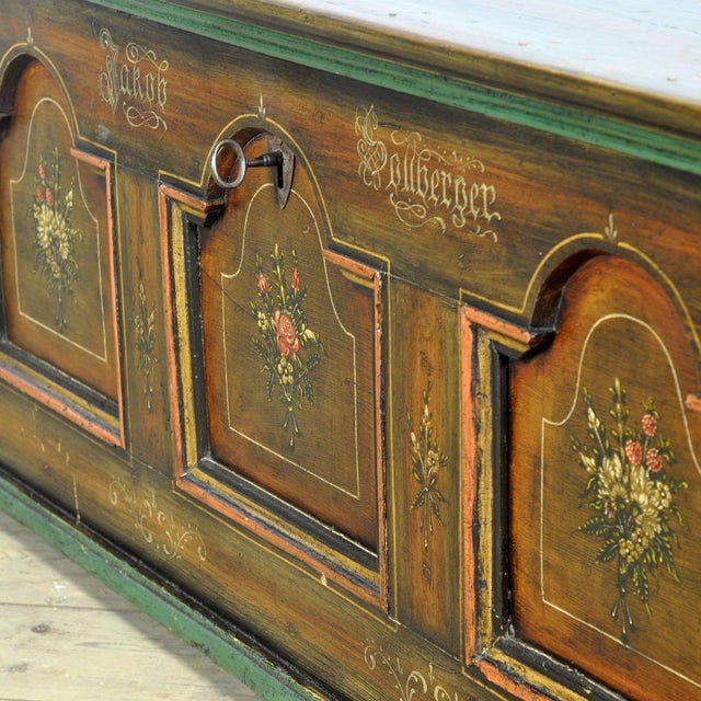 Folk Art Bridal Chest, 1826 For Sale - Image 10 of 18