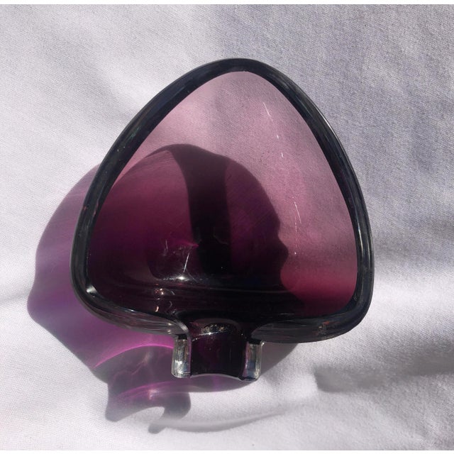 Glass 1970's Murano Purple Club Shaped Ashtray For Sale - Image 7 of 10