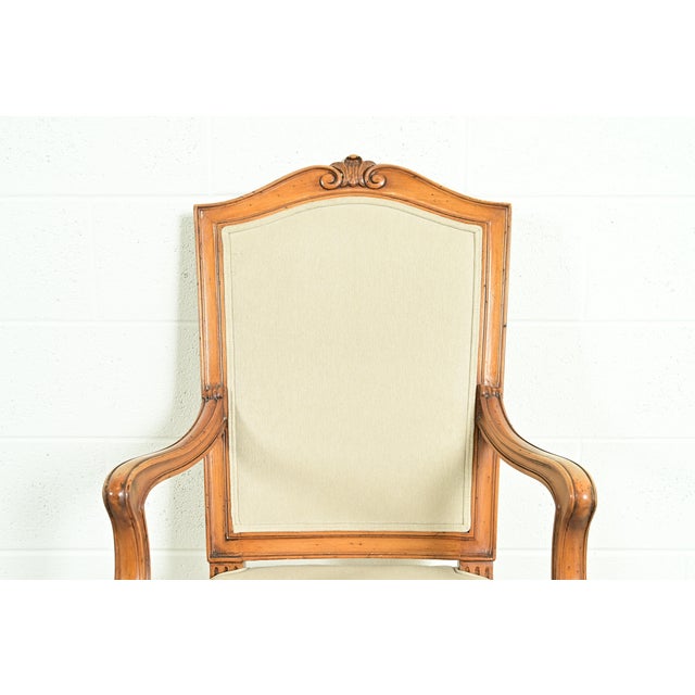 Baker Furniture Style French Regency Louis XVI Carved Walnut Dining Chairs, Set of Six For Sale - Image 9 of 14