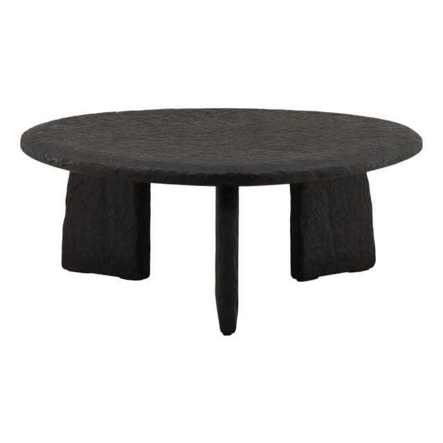 Black Chiseled Organic Modern Egg Coffee Table For Sale