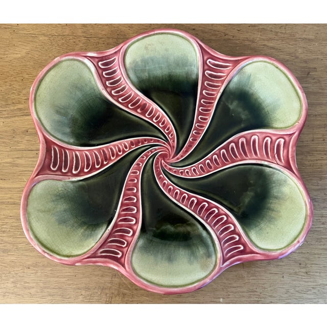 French Majolica Pink Swirl Platter C. 1920's For Sale In San Francisco - Image 6 of 7