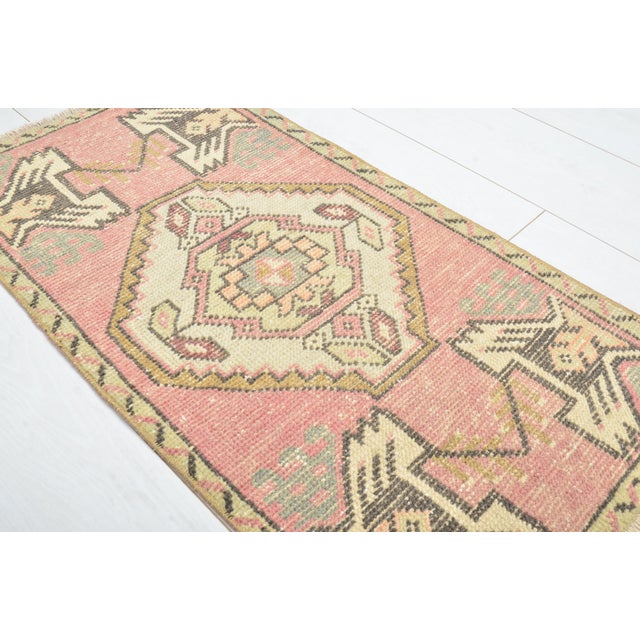 Turkish Small Vintage Anatolian Door Mat Rug For Sale - Image 3 of 5
