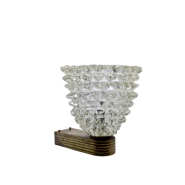 Gold Rostrato Murano Glass and Brass Wall Lamp by Ercole Barovier for Barovier & Toso, Italy, 1940s For Sale - Image 8 of 10