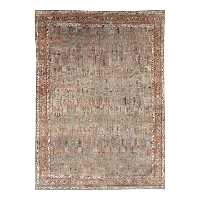Cypress Tree Slate Gray Antique Persian Bidjar rug no. 10967 For Sale
