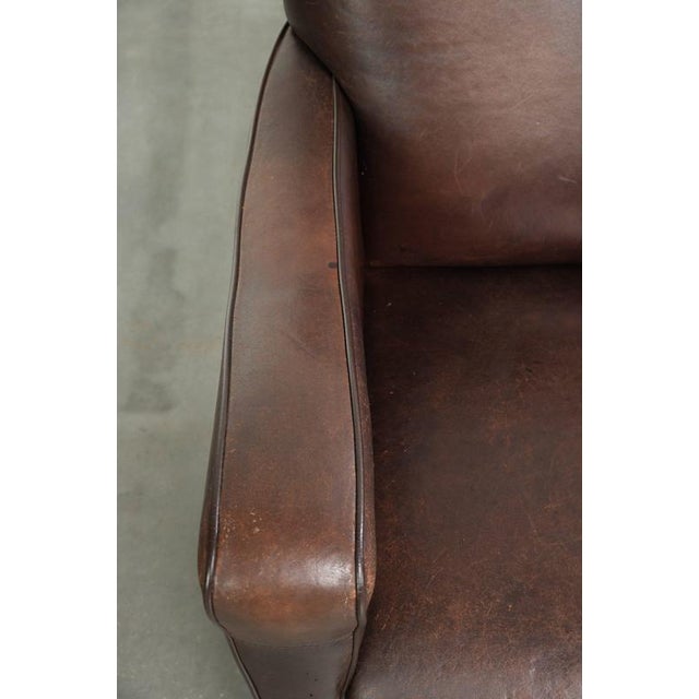 Animal Skin Vintage Sheepskin Armchair with Fixed Seat Cushion For Sale - Image 7 of 13