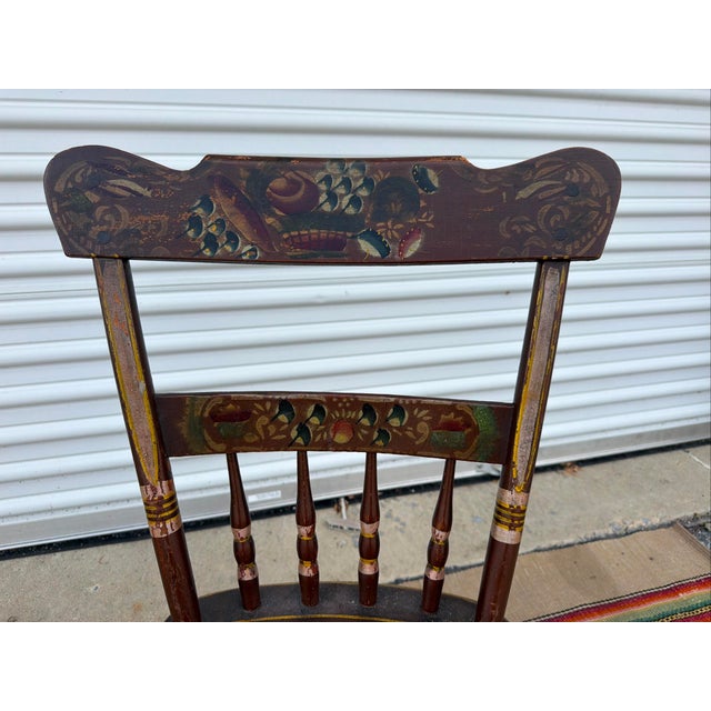 Antique Paint Decorated Pennsylvania Kitchen Windsor Side Chair For Sale - Image 6 of 17