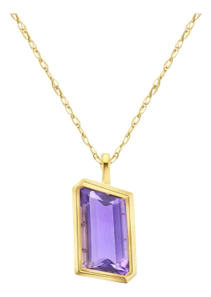 8 Carat Amethyst Necklace 14k Yellow Gold 16"