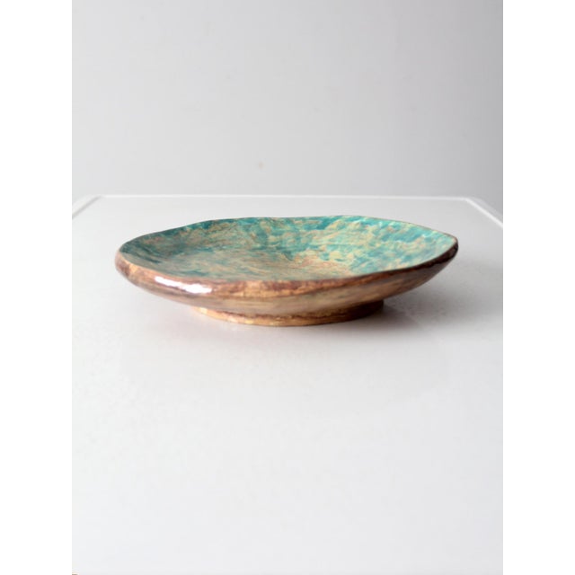 Contemporary Vintage Coastal Freeform Studio Pottery Platter For Sale - Image 3 of 11
