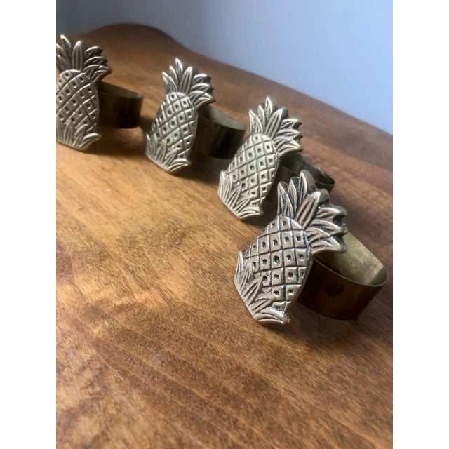 Mid 20th Century Brass Pineapple Napkin Rings- Set of 4 For Sale - Image 5 of 6