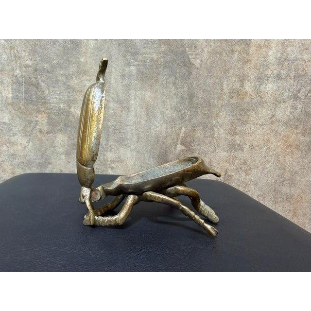 1980s Vintage Cast Brass Beetle Ashtray For Sale - Image 5 of 10