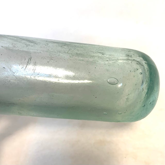 Late 19th Century Late 19th Century Victorian Aqua Glass Round Bottom Bottle For Sale - Image 5 of 12