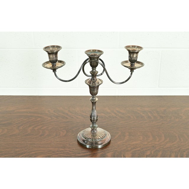 Tiffany & Co. Style Antique Victorian Silverplate Three-Light Candelabra For Sale - Image 16 of 16