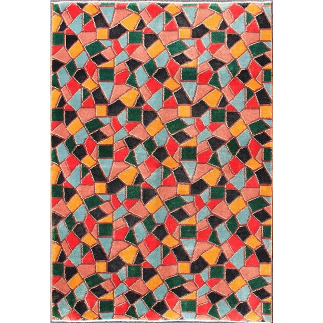 Mid-Century Modern Design Rug Inspired by Stained Glass & Unique Complexion For Sale - Image 12 of 12