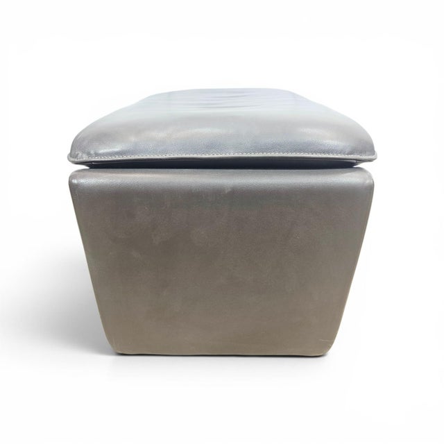 Wood Vintage Swiss Leather Pouf from de Sede, 1970s For Sale - Image 7 of 15