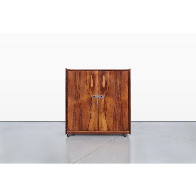 Brick Red Mid-Century Brazilian Rosewood Armoire Dresser by Intercontinental Design For Sale - Image 8 of 13