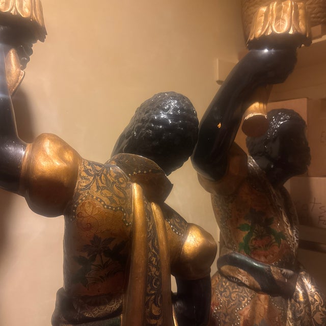 Antique Italian Blackamoor Life Size Statue Pair For Sale In Sacramento - Image 6 of 7