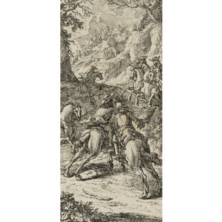 J. Meyer, Rider Assault on Forest Path, 17th-Century, Etching For Sale