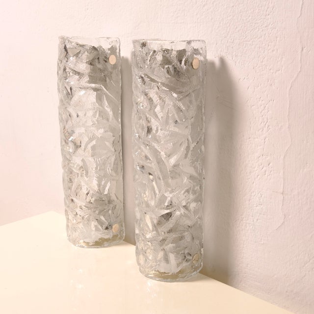 Glass Vintage Glass Wall Sconces from Kaiser Leuchten, 1960s, Set of 2 For Sale - Image 7 of 18