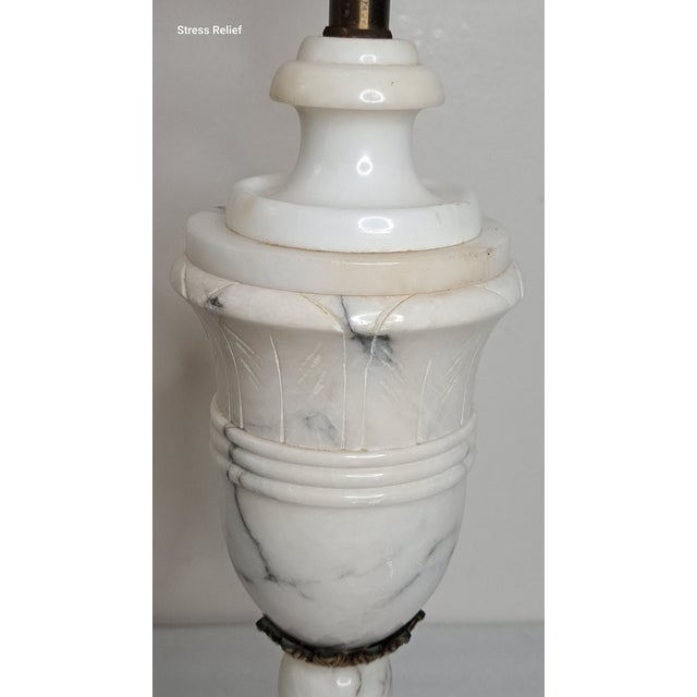 Mid 20th Century Italian Neoclassical Carved Alabaster Urn Lamp With Interior Night Light For Sale - Image 9 of 14