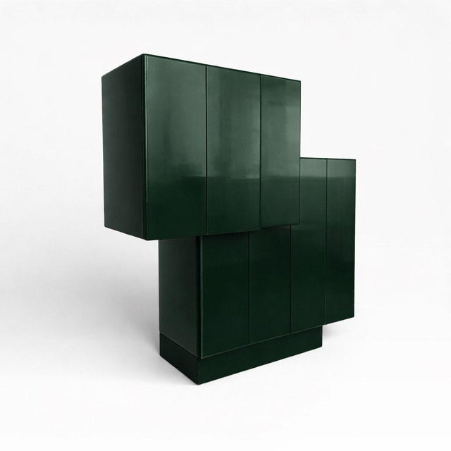 Late 20th Century Large Postmodern Oxblood Lacquer Bar or Media Cabinet, 60 In. For Sale - Image 4 of 16
