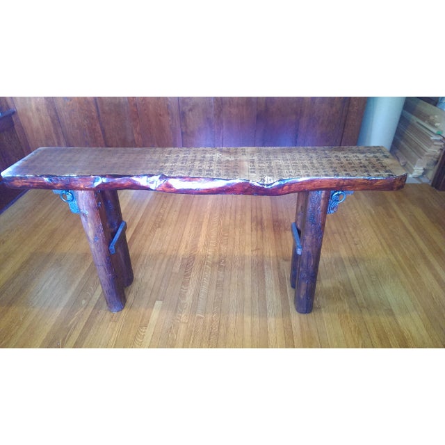 1990s Korean Console Table with Hand-Calligraphy Surface For Sale - Image 9 of 9