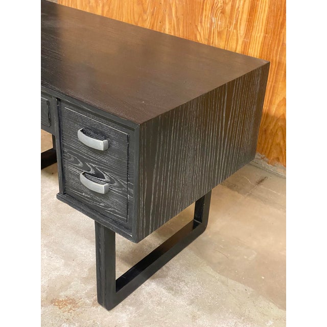 Mid-Century Executive Desk With Black Cerused Finish and Sculptural Legs For Sale In Los Angeles - Image 6 of 12