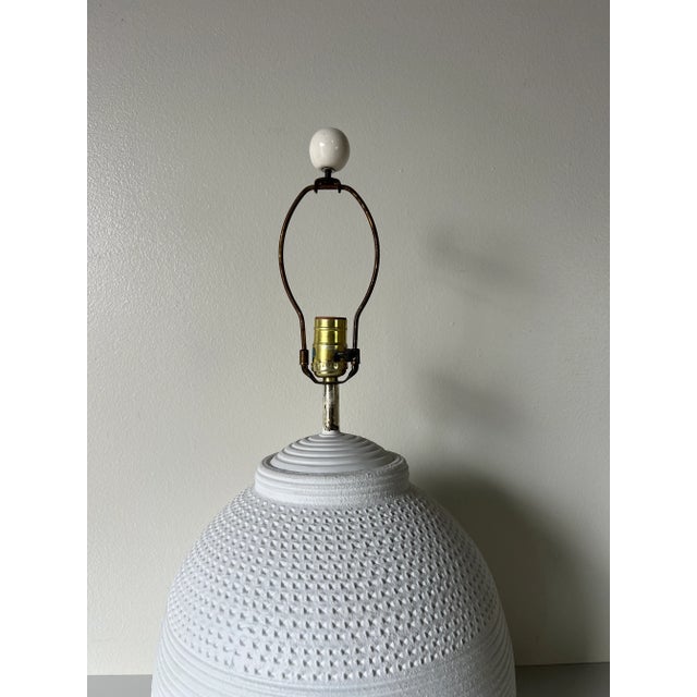 Postmodern 1980's Vintage White Ceramic Table Lamp, Signed For Sale - Image 3 of 7