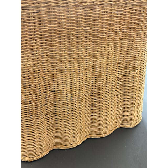 Wicker Scalloped Tromp L’oeil Side Accent Tables - A Pair For Sale - Image 10 of 12