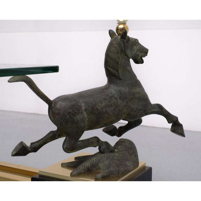 1970s Flying Horse of Gansu Coffee Table with Glass Top by Maison Charles, France, 1970s For Sale - Image 5 of 9