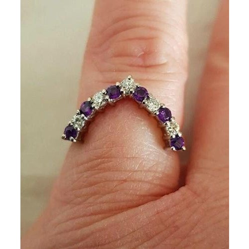 18ct Gold Diamond & Amethyst Dress Ring, 1995 For Sale - Image 10 of 12