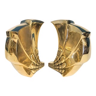 Vintage Art Deco Brass Wing Bookends For Sale