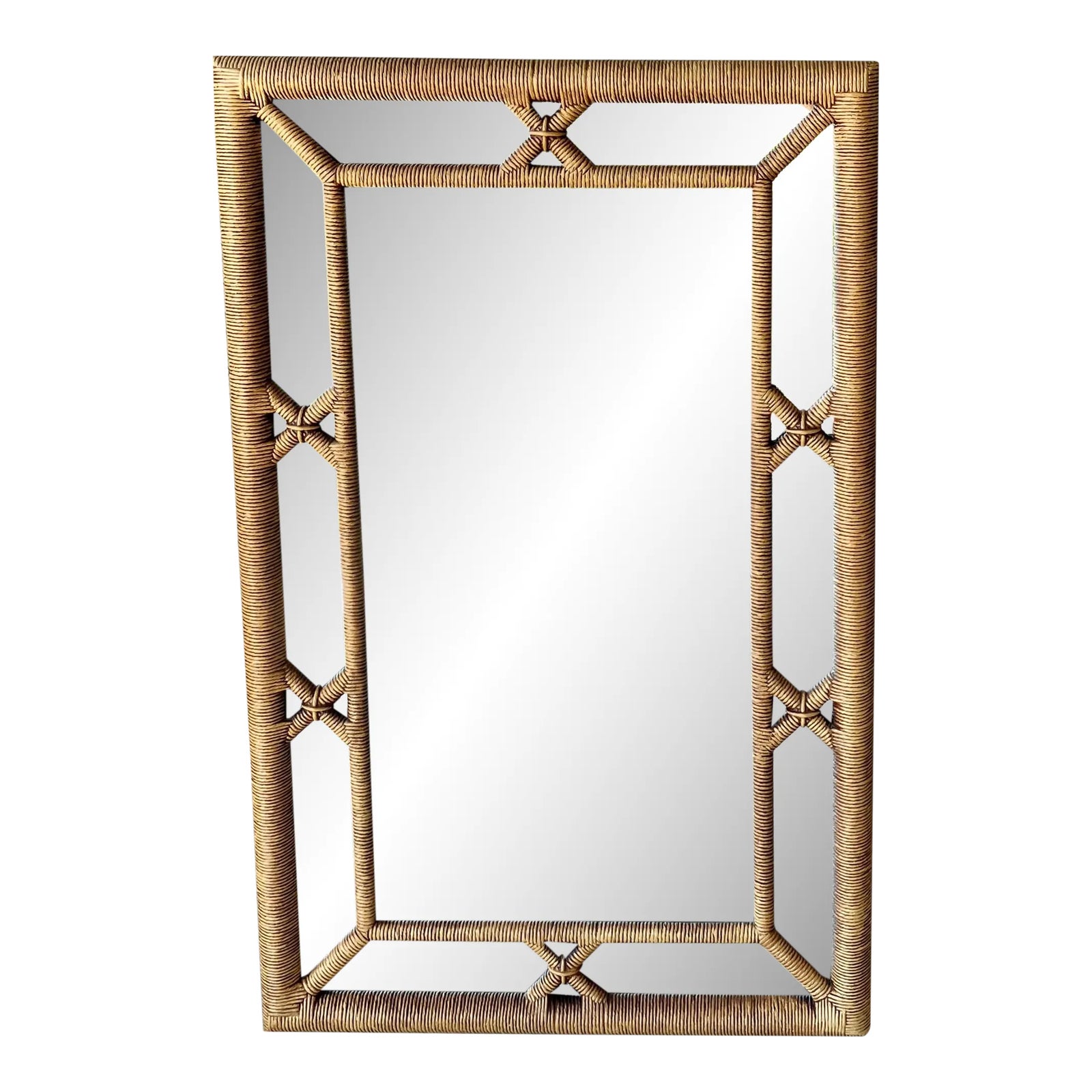 Circa 1970 Fabulously-Sized Faux Rattan Rope Wall Mirror - Hangs ...