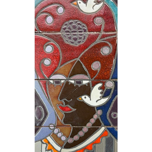 Abstract Expressionism Woman of Nature and Serenity Original Ceramic Tile Sculpture by ​Guillermo Wagner Granizo For Sale - Image 3 of 6