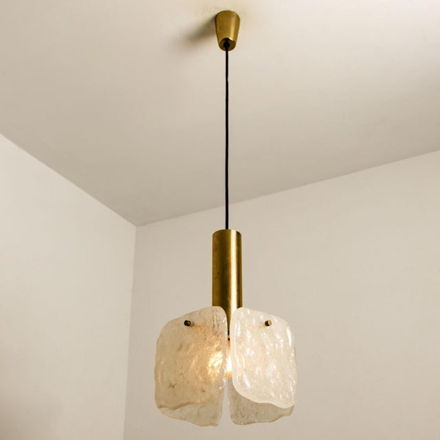 Ice Glass Pendant Light attributed to J. T. Kalmar, 1960s For Sale - Image 16 of 18