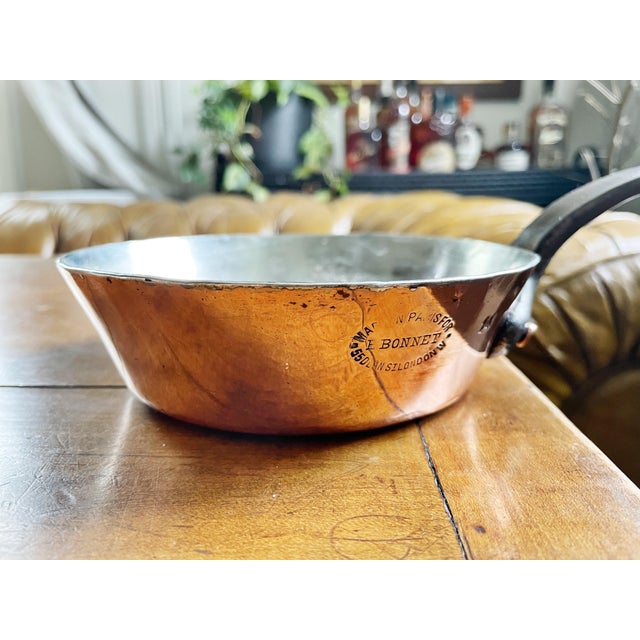 Copper Antique French Copper Splayed Saute Pan For Sale - Image 8 of 9