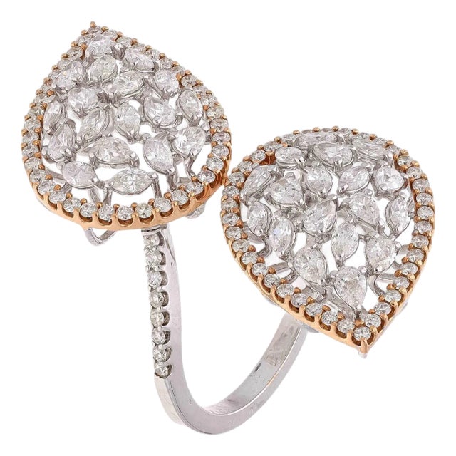 Natural Diamond Ring with Diamond and 18k Gold For Sale