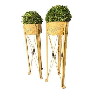 Authentic Pair Niermann Weeks Tole Standing Jardinieres For Sale