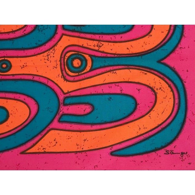Mid-Century Modern Mid-Century German Pop Art Screen-Printed Wall Hanging by Traute Sänger, 1970s For Sale - Image 3 of 6