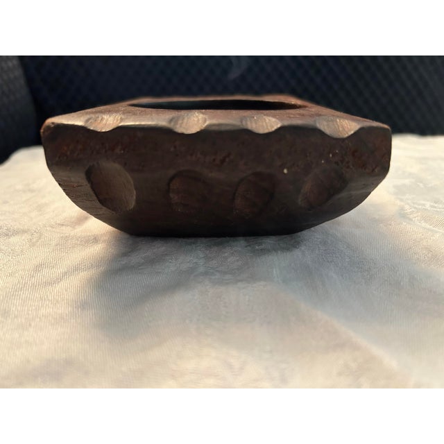 Antique 19th-century shopkeepers coin bowl. Hand carved walnut bowl or trinket dish with distinct edge carvings. Great...