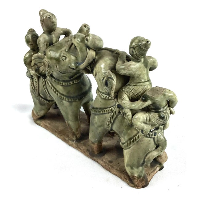 Early 20th Century Antique Thai Ceramic Elephant Statue For Sale - Image 4 of 13