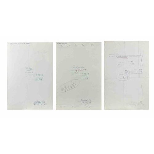 Set of three gelatin silver press photographs. A rare and engaging triptych of press photographs depicting legendary...