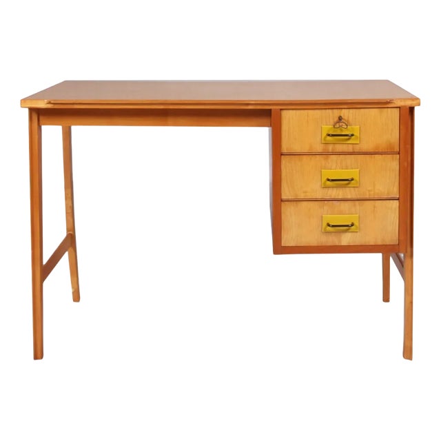 Mid-Century Beech & Maple Desk in Carlo De Carli Style For Sale