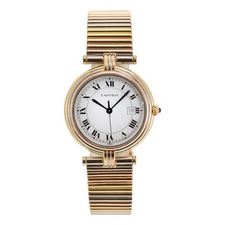 Vintage Cartier Panthere Vendome 30mm Ref 8100 18k Tri-Color Gold Quartz Watch For Sale