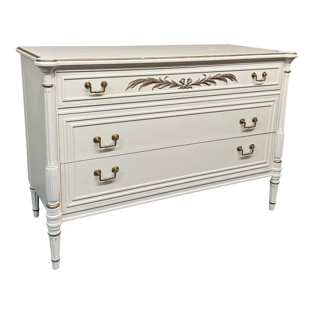 Vintage White Solid Wood Low 3 Drawer Dresser Chairish