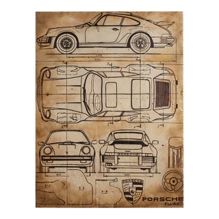Oil Painting "Plan Porsche I" by Collective Bap For Sale