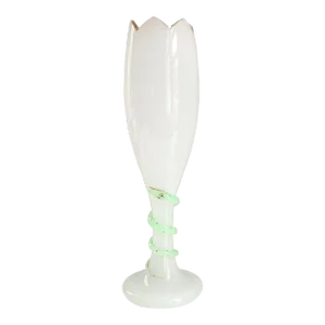 Antique Bohemian Glass Serpent Vase, Late 19th Century Serpentine Adorned Czech Glass Vase