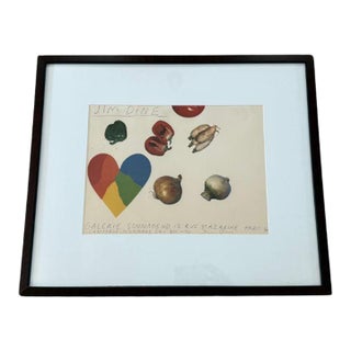 1969 Jim Dine, "Vegetables and Heart" Signed Invitation Card, Sonnabend Gallery, Paris, Framed For Sale