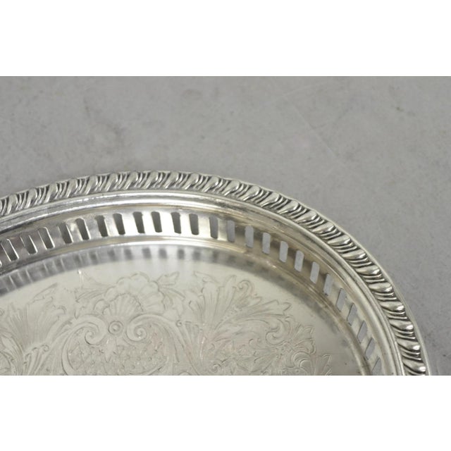 Silver Vintage Eales Silver Plated Small Raised Gallery Oval Trinket Dish Bar Tray For Sale - Image 8 of 14